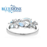14kt White Gold Multi-Blue Topaz & Diamond Ring- Size 7